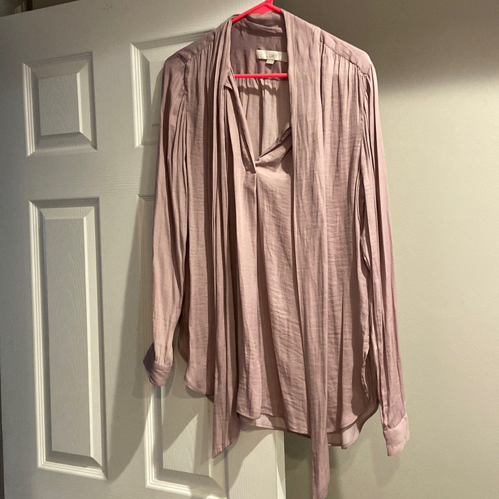 SOLD Soo pretty lilac tie neck top - Picture 2 of 4